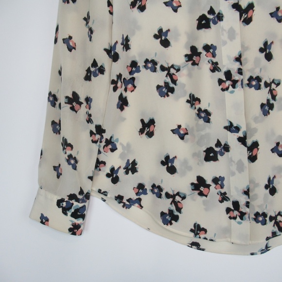 Rebecca Taylor Floral Silk Button Blouse Women's Size 2 - Picture 5 of 13